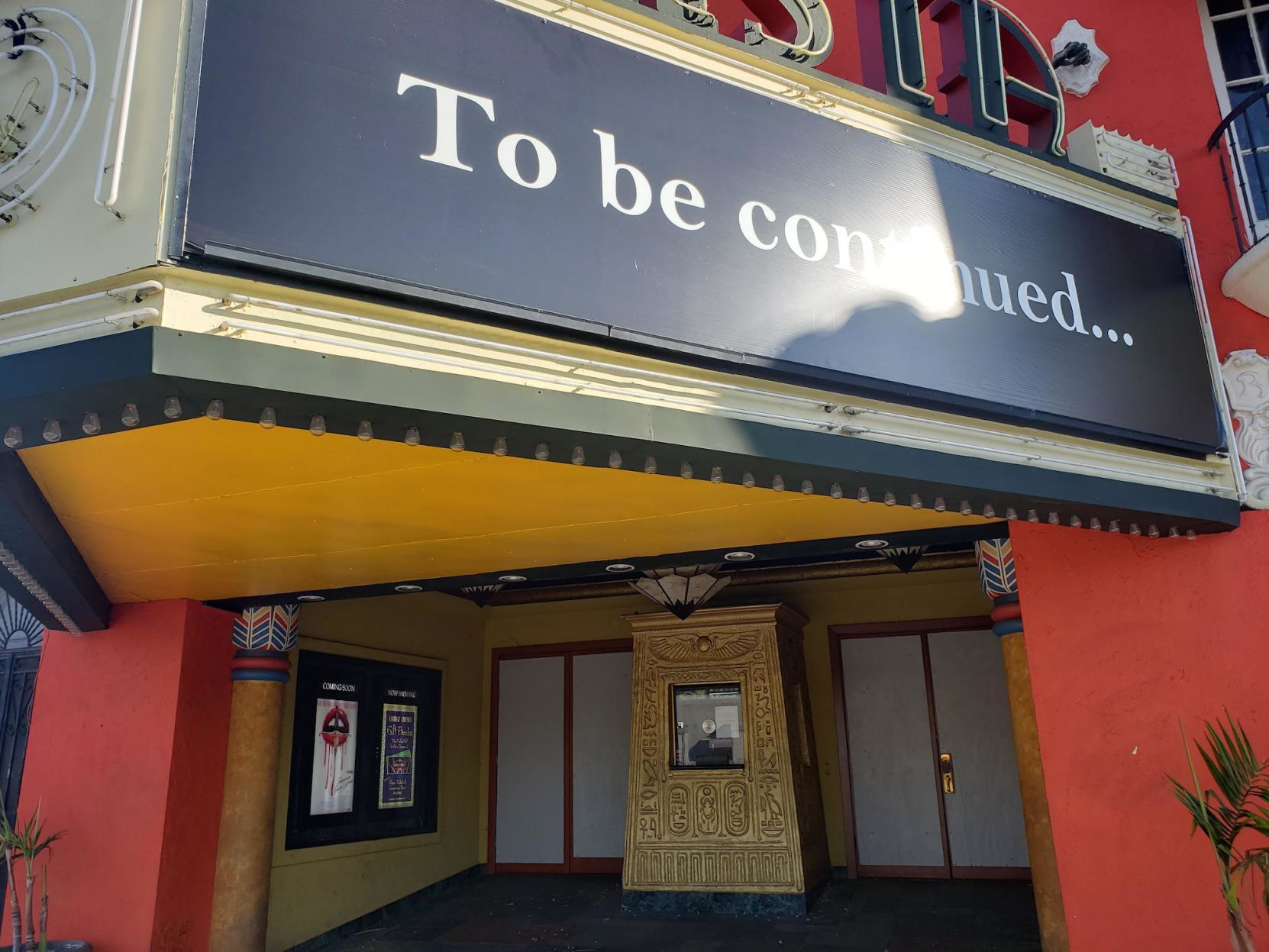 Vista Theater with doors boarded up